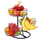  Fruit Basket Bowl With Banana Hanger  Fruit Vegetable Black 3-tier Metal Base