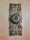 Antique Auvergne Yale Towne 1893 Cast Brass Bronze Ornate Doorbell Backplate