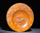 10cm Chinese Dynasty Old Jade Carve Inkstone Platform Dragon Beast Yubi Yu Bi