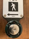 Vintage Retired Crosswalk Pedestrian Push Button Porcelain Sign  Mccain