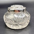 Antique 1890s Whiting Cut Crystal Dresser Vanity Powder Jar Sterling Silver Lid