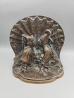 Antique 1924 Art Deco Solid Bronze Bookend Asian Couple Wedding Kiss - Set Of 2