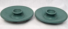 Celadon Green Studio Stoneware Low Pro Candlestick Holders Stamped Vtg Pottey 5 