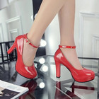 Women s Patent Leather Mary Jane High Heel Pumps Platform Party Shoes