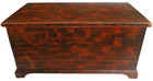 19th C American Folk Art Antique Prmtv Red black Grain Painted Lg Wdn Pine Trunk