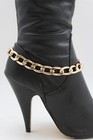 Women Gold Metal Chain Thick Links Boot Bracelet Anklet Shoe Charm Cowgirl Style