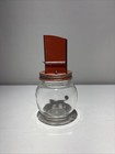 Vintage Hazel Atlas Glass Nut Grinder Red Floral Hand Crank Kitchen Jar 1940s