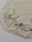 Antique Tea Apron Edwardian Embroidered Lace Trim Pink Ribbon Tie C1900