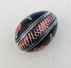 Lot Of 2 vintage Wooden Eggs hand Painted etched floral   Village Couple Design