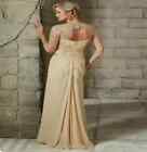 Elegant Champagne Chiffon Mother Of The Bride Dresses Lace Appliques Formal