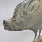 Whitewashed Metal Pig Weathervane-style Sculpture On Wood Base Farmhouse Decor