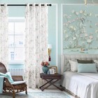 White Semi Sheer Curtains 84 Inches Long 2 Panels Set With Pattern Grommet Pr   