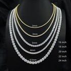 2-6 5mm Vvs1 Moissanite Tennis Chain Necklace S925 Sterling Silver - Men Women