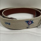 Smathers   Branson Leather-trimmed Hand-stitched Golf Needlepoint Belt Size 44