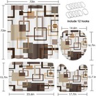 Geometric Brown Shower Curtain Set With Toilet Seat Cover And Non-slip Floor