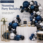 Navy Blue Black Silver Balloon Garland Arch Kit royal