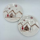 Potter s Studio Winter Ski Lodge Scene Plates Set Of 2 Holiday Decor
