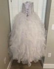 White Strapless Beaded Corset Back Tulle Ball Gown Full-length Princess