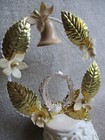 Coast Novelty Topper Vintage Ivory   Gold Leaf Chalkware Wedding Cake Topper
