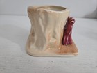 Vintage Morton Pottery Red Burgundy Deer Tree Stump Planter Flower Pot Ceramic