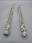 2 Vintage Mcm Clear Acrylic Lucite Tapered Candle Sticks W silver Foil Flecks 