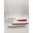 Vintage Red Bakelite Handle Angel Food Cake Cutter Stainless Steel Slicer