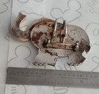 Elephant Pendant Vintage Brooch Silver And Gold Tone Trunk Up Good Luck