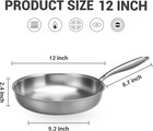 Tri-ply Stainless Steel Pan - 12 Inch Frying Pan  Fast And Even Heat Stainless S