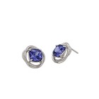 Tanzanite 8mm Infinity Necklace earrings Set   925 Sterling Silver