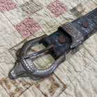 1940s 1950s Western Leather Belt - Tooled Jeweled Studded Patina Buckle Cowboy