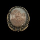 Antique Brooch   Miniature Carved Cork Diorama Metall Kork Paper   Cameo Setting
