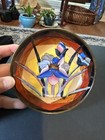 Vintage Hand Painted Chinese Porcelain Bowl Encased In Brass For Wall Hanging