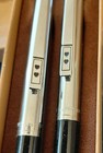 Vintage Paper Mate Double Heart Profile Pen   Pencil Set Black Chrome Usa W  Box