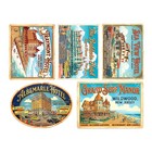 Nighttime New England Hotel Luggage Stickers  5 Labels  Cut And Peel Sheet  1378