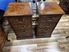Rare Diminutive Pr 19th C English Mahogany Four Draw Nightstands Side Tables