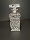 Vintage Square Cut Crystal Glass Liquor Decanter And Stopper Whiskey Bourbon 