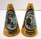 Vintage 1970 s Hand Painted Tropical Birds Handcrafted Chalkware Salt Pepper Set