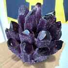 351g-400g Dark Purple Phantom Amethyst Raw Cluster Crystal Geode Specimens Decor