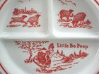 Child s Vtg Vitrock Divided Plate Little Bo Peep Milk Glass Fire King Ca 50 s