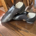 Black Slip-on Split Sole Jazz Dance Shoes With Elastic Sides  Unisex