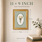 Vintage Botanical Wall Art  Green Stripe Floral Print  Gold Framed Canvas Poster