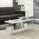 Modern 40  Soho Glass Coffee Table With Faux White Marble For Living Room