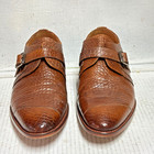 3dm Lifestyle Dress Shoes 8 Handcrafted Brown Crocodile Leather Monk Strap Mens