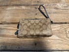 Coach F87591 Signature Pvc Double Corner Zip Wristlet Wallet - Brown black