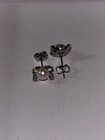 Silver Tone Flower Stud Earrings White Round Pearl Center Butterfly Back