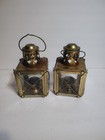Vintage Style Nautical Cargo Lanterns Of Aged Tin With Glass Panels Set Of 2