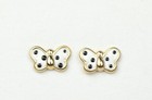 14k Yellow Gold Enamel Butterfly Baby Earrings With Screw Back