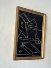 Vintage Mid Century Modern Cubist Hardedge Engraved Art Work Wall Sculpture Old