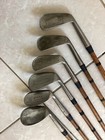 Antique Hickory Wood Shaft 6 Stainless Uk Made Iron Set Golf Clubs