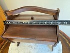Vintage Wood Sewing Box Hinged Flip Lid Knobs Handle Primitive Colonial Caddy